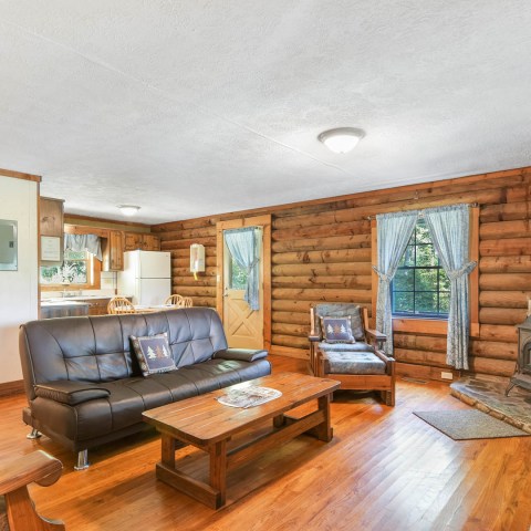 a living room filled with furniture and a fireplace