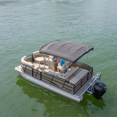 a small boat in a body of water