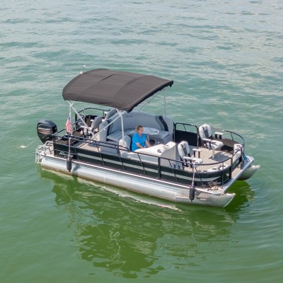 a small boat in a body of water