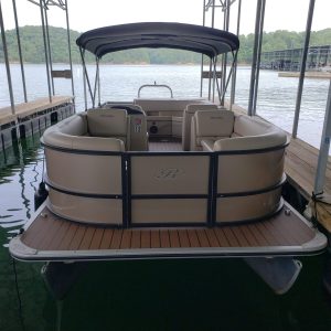 a wooden boat in a body of water