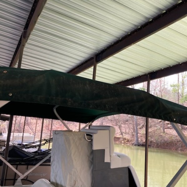 a wooden boat in a room