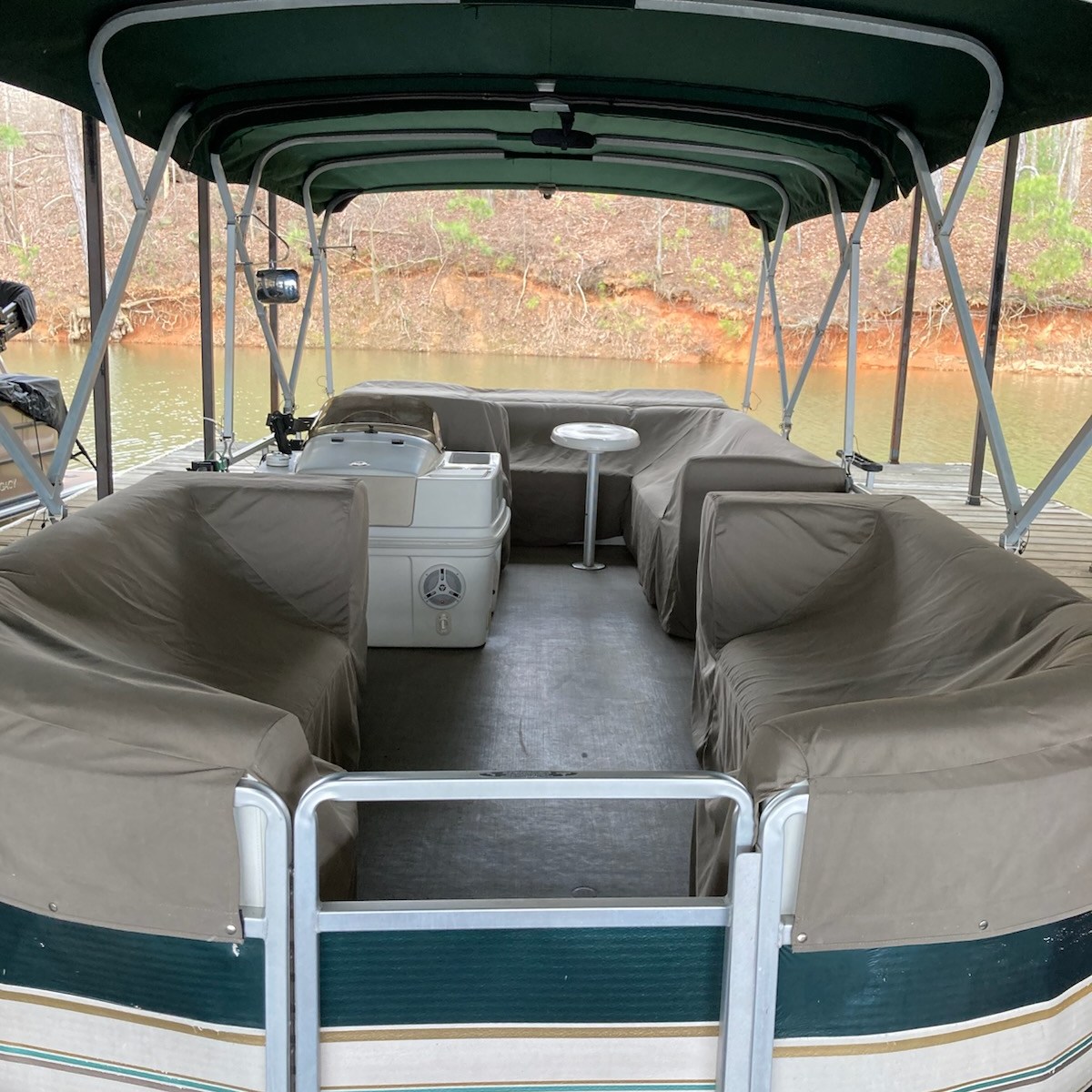 a chair sitting in front of a car