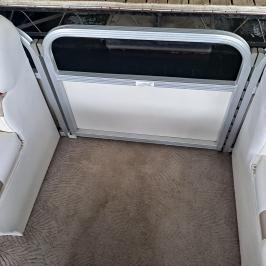 a stove top oven sitting inside of a building