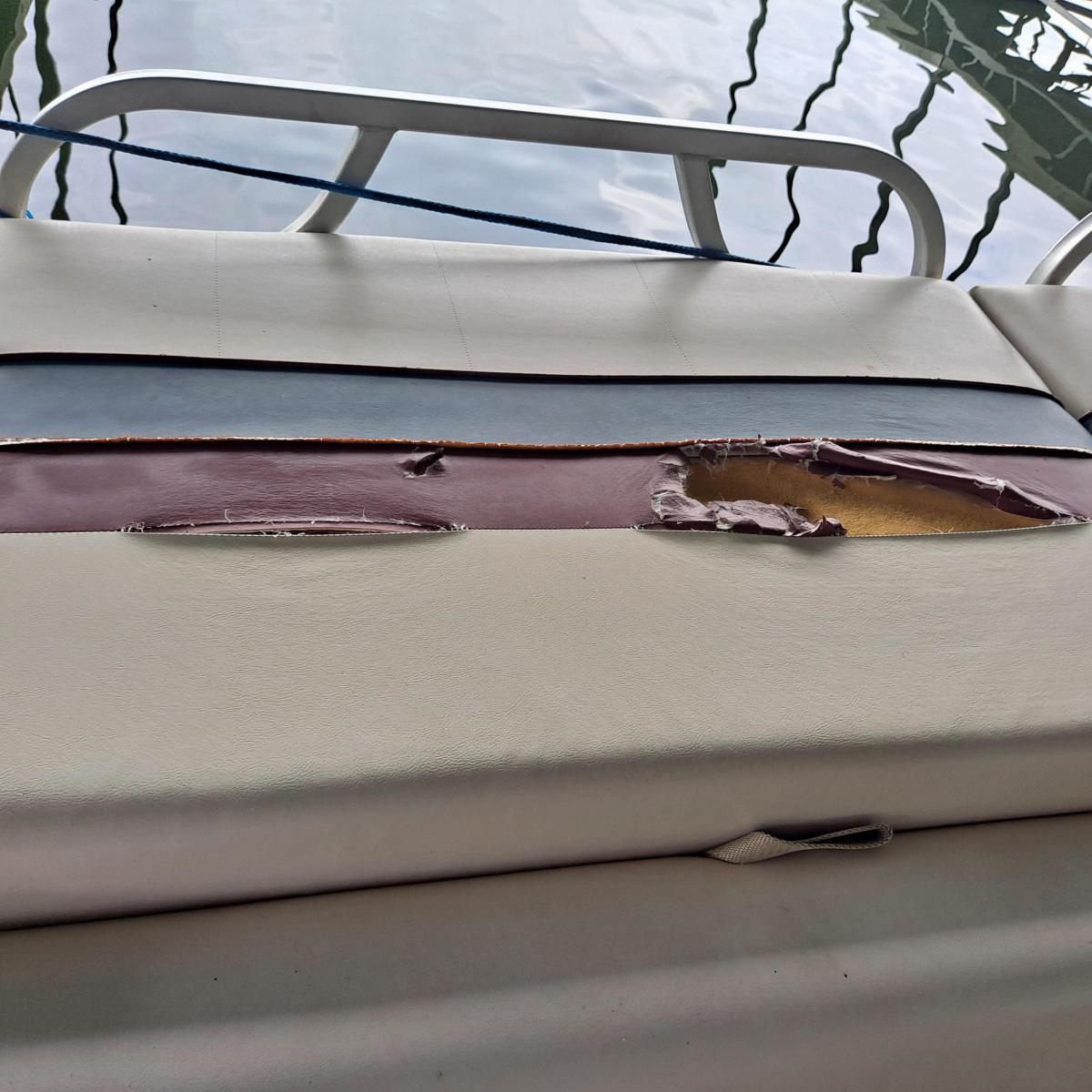 a cake sitting on top of a bench