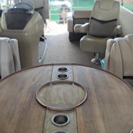 a chair sitting in front of a car