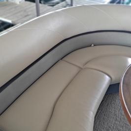 a chair sitting in front of a car